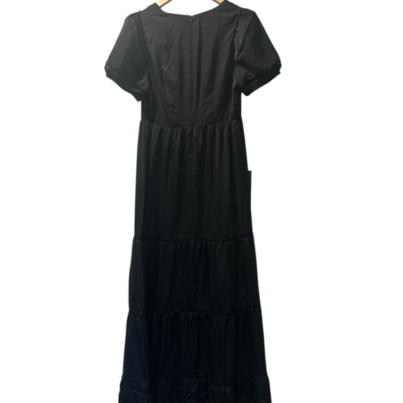 Boho Style Black Maxi Dress with Puff Sleeves~ NWT~ Size S - Picture 2 of 4